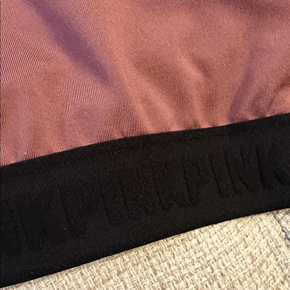PINK Victoria's Secret Black and Mauve Sports Bra